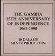 1990 GAMBIA, KM# 28 , Silver, 10 Dalasis, 1990, Proof, Silver Jubilee of Independence 1965-1990. Bought at the Central Bank of The Ga