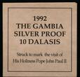 GAMBIA, KM# 30a , Silver, 10 Dalasis, 1992, Proof, Papal Visit. Bought at the Central Bank of The Gambia (Receipt No. 0121984).