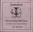 JAMAICA, KM# 168 , Silver, 10 Dollars, 1994, Proof, Ernest Hemingway. Coin housed in Original Mint capsule! Coin in excellent c