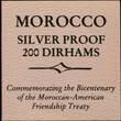 MOROCCO, Gad.116; Y# 81 , Silver, 200 Dirhams, AH1408-1987, Proof, Moroccan-American Friendship Treaty. Scarce silver proof! Coi