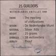 NETHERLANDS ANTILLES , KM# 45 , Silver, 25 Gulden, 1999, Proof, Bon Bini Na Curacao. Coin housed in Original Mint Capsule! Coin