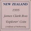 NEW ZEALAND , KM# 92 , Silver, 5 Dollars, 1995, Proof, James Clark Ross. Coin housed in Original Mint capsule! Coin in excellent