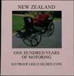 NEW ZEALAND , KM# 114a , Copper Zinc Alloy Coated with Gold 24 Carat Pure Gold, 10 Dollars, 1998, Proof, Century of Motoring. Wi