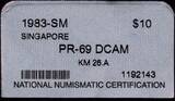 SINGAPORE, KM# 26a , Silver, 10 Dollars, 1983, Proof, Year of the Pig. Coin in excellent condition!