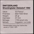 SWITZERLAND, KM# S40, Silver, 50 Francs, 1992, Proof, Zurich Festival. Coin in excellent condition!
