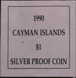 CAYMAN ISLANDS , KM# 103 , Silver, 1 Dollar , 1990, Proof, Green Turtle. Nice reverse Turtle design the same as Colonial Fiji SI