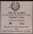 CYPRUS , KM# 63a , Silver, 1 Pound, 1989, Proof, Small European States Games. Valuable silver proof coin! Coin in excellent cond