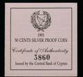 CYPRUS , KM# 66a , Silver, 50 Cents, 1991, Proof, Rider on a horse. 7-sided. Very rare coin! Highly popular type! Coin housed in