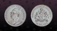 GAMBIA 10 Dalasis GAMBIA, KM# 16a , Silver, 10 Dalasis, 1975, Proof, 10th Anniversary of Independence. Coin in excellent condition! -