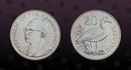 GAMBIA 20 Dalasis GAMBIA, KM# 17 , Silver, 20 Dalasis, 1977, Mint Strike, Conservation - Spur-winged goose. Coin in excellent condition! -