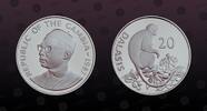 GAMBIA 20 Dalasis GAMBIA, KM# 24 , Silver, 20 Dalasis, 1987, Proof, Endangered Wildlife - Temminck's colobus monkey. Coin in excellent condition! -