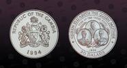 GAMBIA 20 Dalasis GAMBIA, KM# 40 , Silver, 20 Dalasis, 1994, Proof, Elizabeth, the Queen Mother. Coin in excellent condition! -