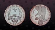 GUINEA - BISSAU 10000 Pesos GUINEA BISSAU , KM# 31 , Silver, 10000 Pesos, 1993, Proof, Elephant Standing on Africa. Coin in excellent condition! -