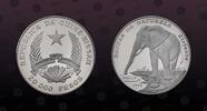 GUINEA - BISSAU 20000 Pesos GUINEA BISSAU , KM# 33 , Silver, 20000 Pesos, 1993, Proof, Defence of Nature - Elephant. Scarce. Coin housed in Original Mint -