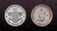 IVORY COAST 2500 Francs IVORY COAST , Essai Unlisted, Silver, 2500 Francs, 2007, Proof, Commemoration de Labolition de Lesclavage. Very rare silver pro -