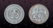 KYRGYZSTAN 10 Som KYRGYZSTAN, KM# 5 , Silver, 10 Som, 2002, Proof, Flora and Fauna - Bighorn sheep and mountain. Very rare silver proof coin! Coi -
