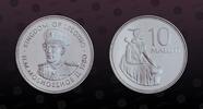 LESOTHO 10 Maloti LESOTHO, KM# 23a , Silver, 10 Maloti, 1980, Proof, Monument of King Moshoeshoe. Coin in excellent condition! -