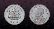 LESOTHO 10 Maloti LESOTHO, KM# 50 , Silver, 10 Maloti, 1988, Proof, Pope John Paul II. Comes with a Receipt of the Central Bank of Lesotho and Le -