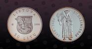 LITHUANIA 50 Litu LITHUANIA, KM# 154 , Silver, 50 Litu, 2008, Proof, St. Casimer standing holding flowers. Coin housed in Original Mint capsule! -