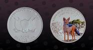 NIGER 1000 Francs NIGER, KM# 19 , Silver, 1000 Francs, 2012, Proof, Predator Hunters - Side Striped Jackal. Multicolored. Coin housed in Original -