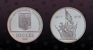 ROMANIA 100 Lei ROMANIA, KM# 138 , Silver, 100 Lei, 1998, Proof, 120th Anniversary of Independence - Three Soldiers. Coin in excellent condition -