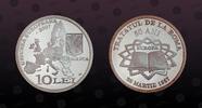 ROMANIA 10 Lei ROMANIA, KM# 229 , Silver, 10 Lei, 2007, Proof, 50th Anniversary - Treaty of Rome. Very rare coin in excellent condition. -