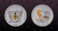 SAINT THOMAS & PRINCE ISLAND 1000 Dobras SAINT THOMAS & PRINCE ISLAND , KM# 78 , Silver, 1000 Dobras, 1995, Proof, Flora E Fauna - Seahorse and crab. Enamel. Coin in exc -