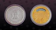 SAINT THOMAS & PRINCE ISLAND 1000 Dobras SAINT THOMAS & PRINCE ISLAND , KM# 99 , Silver, 1000 Dobras, 1999, Proof, Millennium in Time - Perforating gold insert exposing -