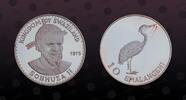 SWAZILAND 10 Emalageni SWAZILAND , KM# 25 , Silver, 10 Emalageni, 1975, Proof, 75th Anniversary - Birth of King Sobhuza II - Bird. Very scarce silver p -
