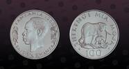 TANZANIA 100 Shilingi TANZANIA, KM# 18a , Silver, 100 Shilingi, 1986, Proof, Elephant mother and calf. Coin in excellent condition! -