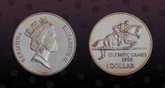 BERMUDA 1 Dollar BERMUDA, KM# 105 , Silver, 1 Dollar, 1996, Proof, Olympic Games - Horse jumping. Coin in excellent condition! -