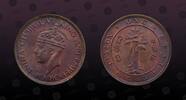 CEYLON 1 Cent CEYLON, KM# 111a; Prid.224, Bronze, 1 Cent, 1943, Mint Strike, King George VI. Edge: Plain. Original red mint luster. Coin in ex -