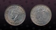 CEYLON 50 Cents CEYLON, KM# 114; Prid.123, Silver, 50 Cents, 1942, Mint Strike, King George VI. Coin in excellent condition! -