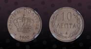 CRETE 10 Lepta CRETE , KM# 4.1 , Copper-Nickel, 10 Lepta, 1900A, Mint Strike, Nice Uncirculated example! Scarce! -