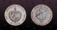 CUBA 10 Pesos CUBA, KM# 50 , Silver, 10 Pesos, 1980, Proof, Space flight - USA & USSR. Coin in excellent condition! -