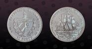 CUBA 10 Pesos CUBA, KM# 341.2 , Silver, 10 Pesos, 1992, Proof, Historia Postal de Cuba. Obv. Pre-1990 detailed, styled arms. Coin in excellent -