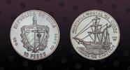 CUBA 10 Pesos CUBA, KM# 561 , Silver, 10 Pesos, 1992, Proof, Correo de Cabotaje. Coin in excellent condition! -
