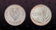CYPRUS 500 Mils CYPRUS , KM# 51a , Silver, 500 Mils, 1978, Proof, Swordfish and grain. Coin in excellent condition! -