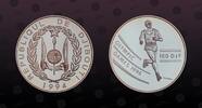 DJIBOUTI 100 Francs DJIBOUTI, KM# 30 , Silver, 100 Francs, 1994, Proof, Olympic Games 1996 - runner. Coin in excellent condition! -