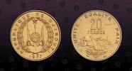 DJIBOUTI 20 Francs DJIBOUTI, KM E5 , Aluminum-Bronze, 20 Francs, 1977, Specimen, Modern ship and boat. Essai. NGC grade these Essai coins as Mint S -