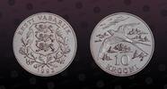 ESTONIA 10 Krooni ESTONIA, KM# 26 , Silver, 10 Krooni , 1992, Proof, Barn Swallow. Coin in excellent condition! -