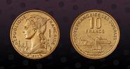 FRENCH SOMALILAND 10 Francs FRENCH SOMALILAND , KM E5 , Aluminum-Bronze, 10 Francs, 1965, Specimen, Dhow, oceanliner. Nice Essai coin! NGC grade these type -