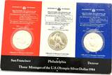 USA 3 x 1 Dollar 1984 23. Olympische Spiele Los Angeles UNC.