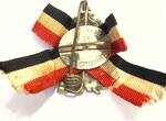 Deutschland Abzeichen Verbandsabzeichen Deutscher Kriegerbund 1872 - ? Abzeichen Preußen Krone über gekreuzten Schwertern okay, Band verschmutzt