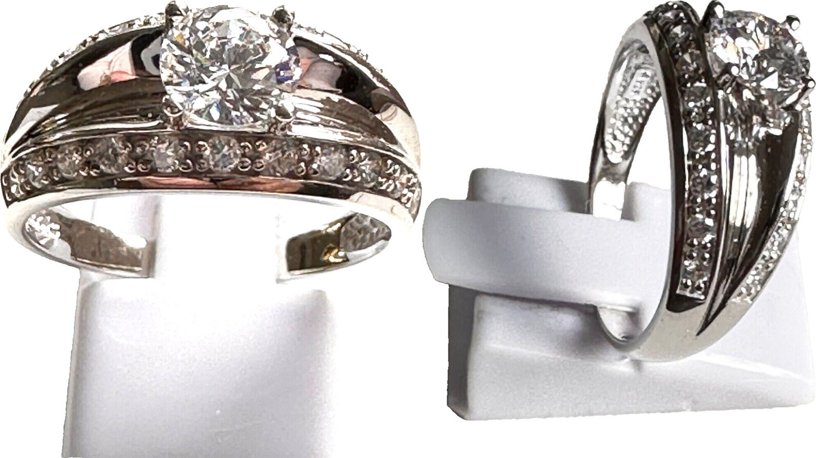Moderner Zirkoniaring Solitar Zirkonia DQCZ 925 er Sterling Silber Ring Gr. 60 sehr gut