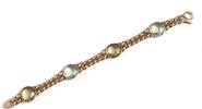 Armband 585er Rotgold (14 Karat RG) + 2x Citrin + 2x Blautopas Länge 19,5 cm -