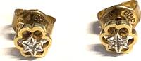 1 Paar Ohrstecker 585er Gold und Diamant in Sternfassung zusammen 0,02 ct -