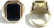 Alter Herrenring Onyx achteckig 333er Gelbgold (8 Karat GG) Gr. 62 -