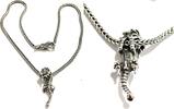 Zopfkette mit Drachenanhänger und Doppelkopf Schwa abnehmbarer Karabiner Doppelschwan Zopfkette + Anhänger 925er Sterling Silber -