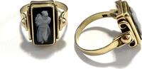 Alter Ring mit Gemme 585er Gold / 14 Karat Gr. 61 -
